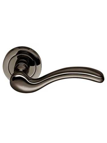 Ручка дверная Morelli Luxury PATRICIA R2 NIN, раздельная на круглой розетке, цвет черный никель, латунь