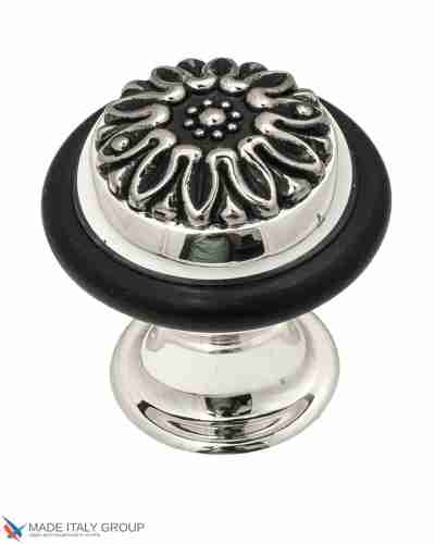 Упор дверной напольный Venezia ST5 натуральное серебро + черный