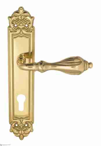 Дверная ручка Venezia "ANAFESTO" CYL на планке PL96 полированная латунь