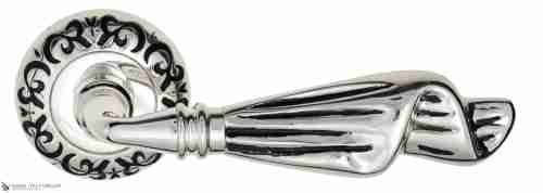 Дверная ручка Venezia "OPERA" D4 натуральное серебро + черный