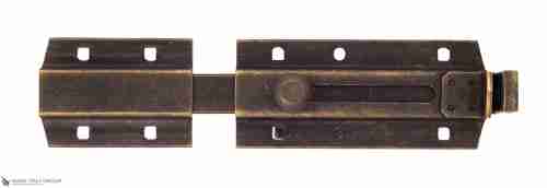 256OA30 Задвижка дверная усиленная с отверствием для навесного замка ALDEGHI 300мм античная бронза