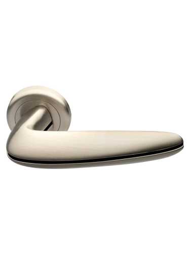 Ручка дверная Morelli Luxury SUNRISE R4 NIS/NERO раздельная на круглой розетке, цвет матовый никель/черный, латунь