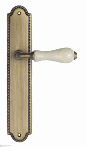 Дверная ручка Venezia "COLOSSEO" белая керамика паутинка на планке PL98 матовая бронза