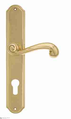 Дверная ручка Venezia "CARNEVALE" CYL на планке PL02 полированная латунь
