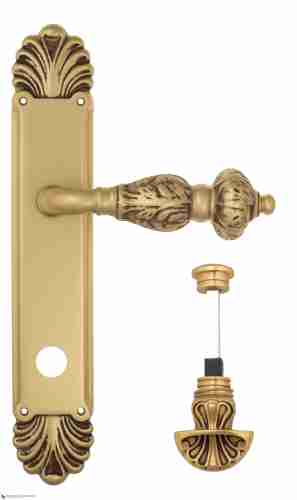 Дверная ручка Venezia "LUCRECIA" WC-4 на планке PL87 французское золото + коричневый