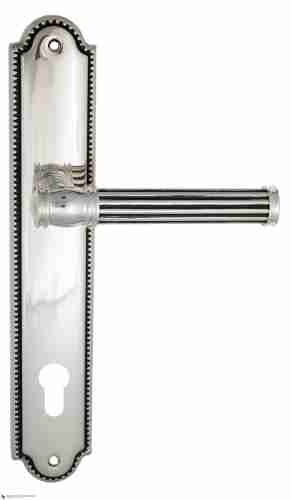 Дверная ручка Venezia "IMPERO" CYL на планке PL98 натуральное серебро + черный