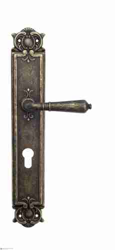 Дверная ручка Venezia "VIGNOLE" CYL на планке PL97 античная бронза