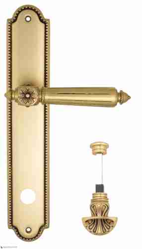 Дверная ручка Venezia "CASTELLO" WC-4 на планке PL98 французское золото + коричневый