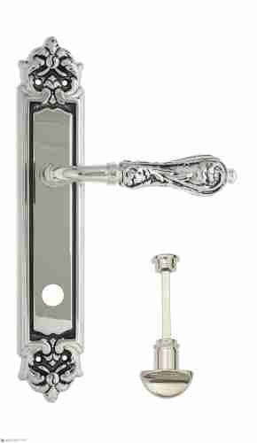 Дверная ручка Venezia "MONTE CRISTO" WC-2 на планке PL96 натуральное серебро + черный