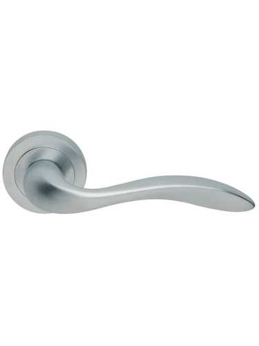 Ручка дверная Morelli Luxury LEON R2 CSA раздельная на круглой розетке, цвет матовый хром, латунь