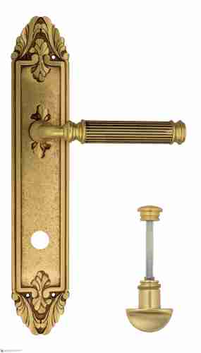 Дверная ручка Venezia "MOSCA" WC-2 на планке PL90 французское золото + коричневый