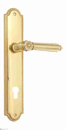 Дверная ручка Venezia "CASTELLO" CYL на планке PL98 полированная латунь