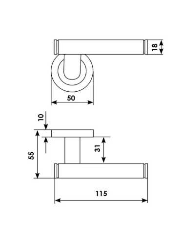 Ручка дверная Morelli Luxury TELESCOPE R2 OSA раздельная на круглой розетке, цвет матовое золото, латунь