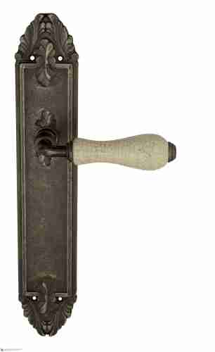 Дверная ручка Venezia "COLOSSEO" белая керамика паутинка на планке PL90 античное серебро