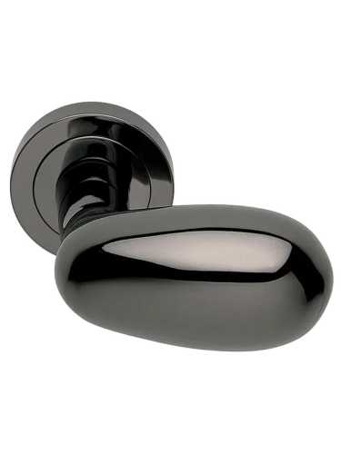 Ручка дверная Morelli Luxury UOVO R2 NIN раздельная на круглой розетке, цвет черный никель, латунь