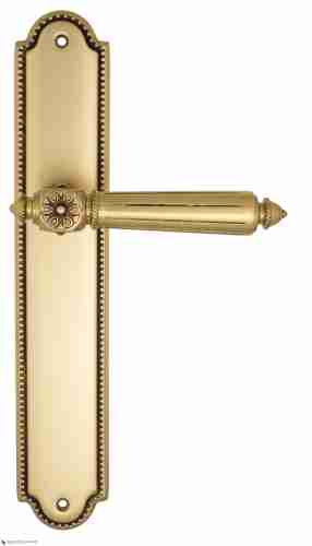 Дверная ручка Venezia "CASTELLO" на планке PL98 французское золото + коричневый