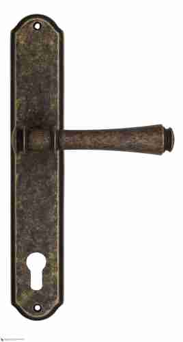 Дверная ручка Venezia "CALLISTO" CYL на планке PL02 античная бронза