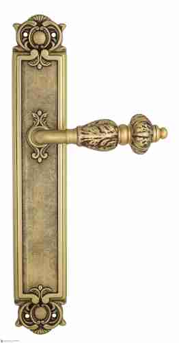 Дверная ручка Venezia "LUCRECIA" на планке PL97 французское золото + коричневый