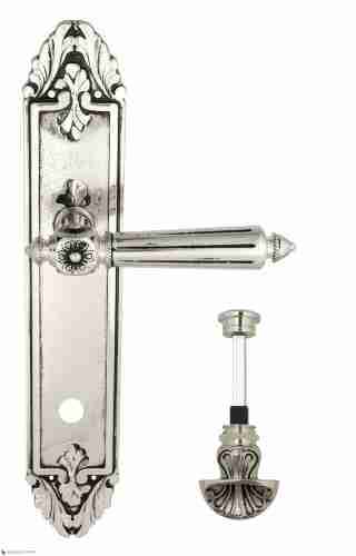 Дверная ручка Venezia "CASTELLO" WC-4 на планке PL90 натуральное серебро + черный