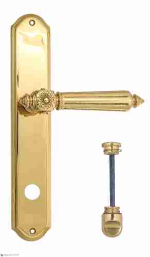 Дверная ручка Venezia "CASTELLO" WC-2 на планке PL02 полированная латунь