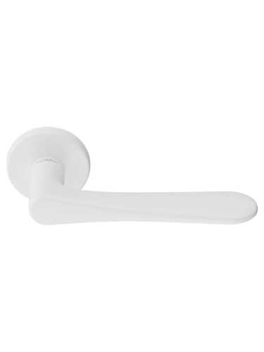 Ручка дверная Morelli Luxury AULA R5 BIA раздельная на круглом основании 7мм, цвет белый, ЦАМ