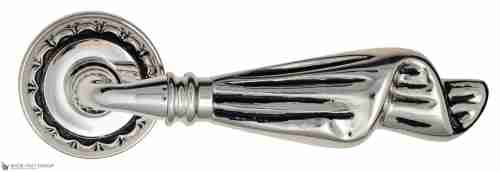 Дверная ручка Venezia "OPERA" D2 натуральное серебро + черный