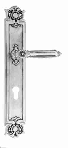 Дверная ручка Venezia "CASTELLO" CYL на планке PL97 натуральное серебро + черный