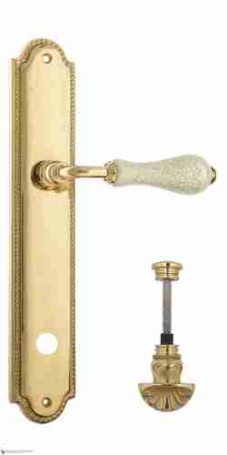 Дверная ручка Venezia "COLOSSEO" белая керамика паутинка WC-4 на планке PL98 полированная латунь