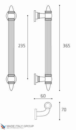 Ручка скоба Venezia "IMPERIONE" 365мм (235мм) натуральное серебро + черный
