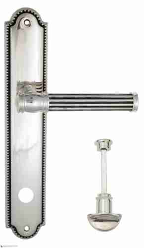 Дверная ручка Venezia "IMPERO" WC-2 на планке PL98 натуральное серебро + черный