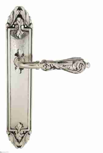 Дверная ручка Venezia "MONTE CRISTO" на планке PL90 натуральное серебро + черный