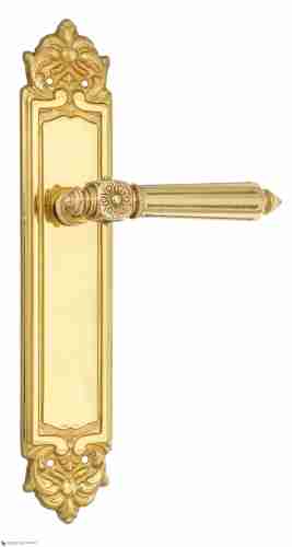 Дверная ручка Venezia "CASTELLO" на планке PL96 полированная латунь