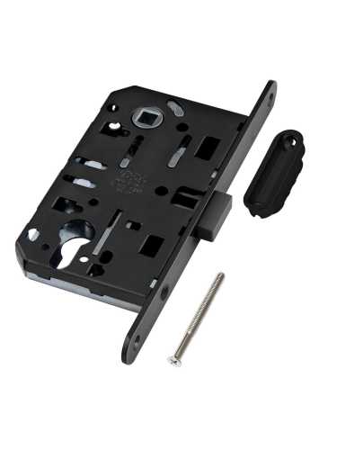 B06103.50.93.640 AGB (АГБ) Корпус врезного замка магнитный под цил. (черный) MEDIANA POLARIS с отв. пл. (скин)