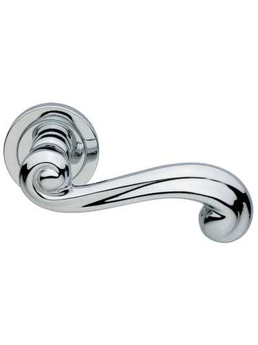 Ручка дверная Morelli Luxury PLAZA R2 CRO раздельная на круглой розетке, цвет хром, латунь