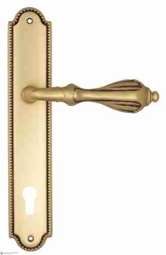 Дверная ручка Venezia "ANAFESTO" CYL на планке PL98 французское золото + коричневый