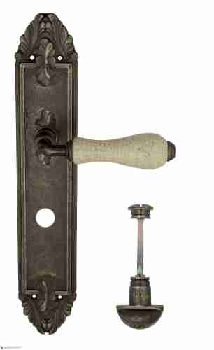 Дверная ручка Venezia "COLOSSEO" белая керамика паутинка WC-2 на планке PL90 античное серебро