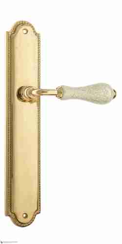 Дверная ручка Venezia "COLOSSEO" белая керамика паутинка на планке PL98 полированная латунь