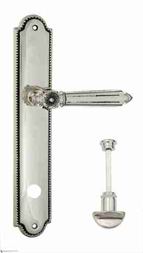 Дверная ручка Venezia "CASTELLO" WC-2 на планке PL98 натуральное серебро + черный