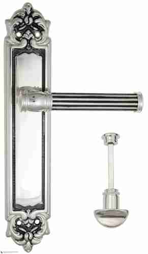 Дверная ручка Venezia "IMPERO" WC-2 на планке PL96 натуральное серебро + черный