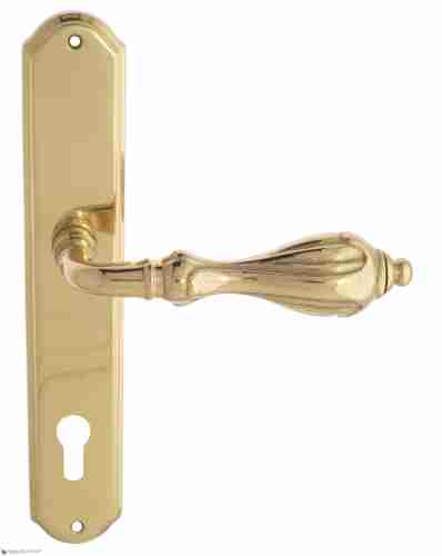 Дверная ручка Venezia "ANAFESTO" CYL на планке PL02 полированная латунь