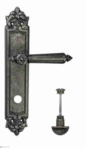 Дверная ручка Venezia "CASTELLO" WC-2 на планке PL96 античное серебро