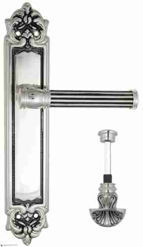 Дверная ручка Venezia "IMPERO" WC-4 на планке PL96 натуральное серебро + черный