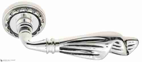 Дверная ручка Venezia "OPERA" D2 натуральное серебро + черный