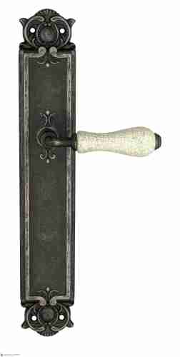 Дверная ручка Venezia "COLOSSEO" белая керамика паутинка на планке PL97 античная бронза