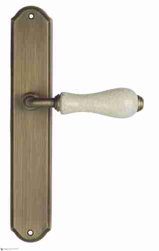 Дверная ручка Venezia "COLOSSEO" белая керамика паутинка на планке PL02 матовая бронза