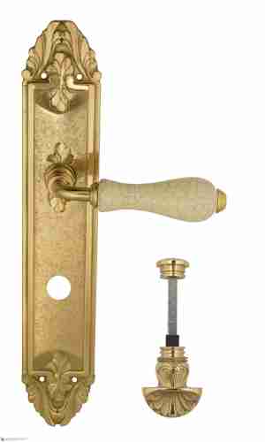 Дверная ручка Venezia "COLOSSEO" белая керамика паутинка WC-4 на планке PL90 полированная латунь