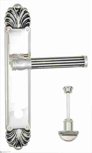 Дверная ручка Venezia "IMPERO" WC-2 на планке PL87 натуральное серебро + черный