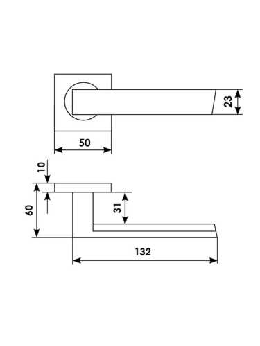 Ручка дверная Morelli Luxury WATERFALL S2 NIS раздельная на квадратной розетке, цвет матовый никель, латунь