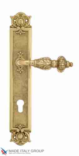 Дверная ручка Venezia "LUCRECIA" CYL на планке PL97 полированная латунь