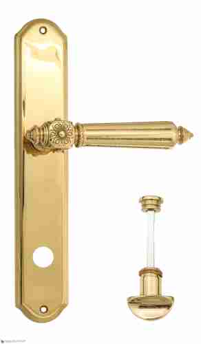Дверная ручка Venezia "CASTELLO" WC-2 на планке PL02 полированная латунь